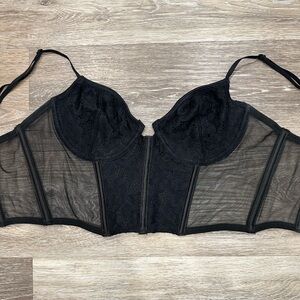 Olivaceous Black Sheer Lace corset bra